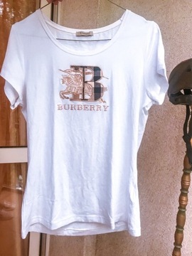 Biała Damska Koszulka T-Shirt Burberry Premium