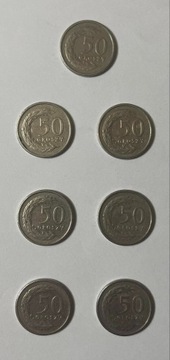 Moneta 50 groszy 1992 rok ZESTAW 05C = 7 szt. 