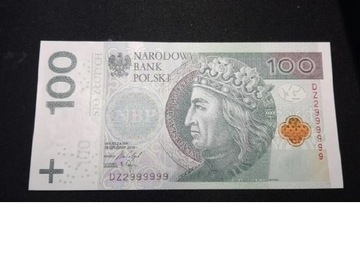 Banknot kolekcjonerski 100 zł Rzadki numer seryjny