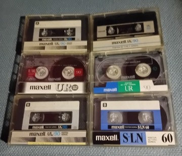 6 używanych kaset Maxell żelazowych.