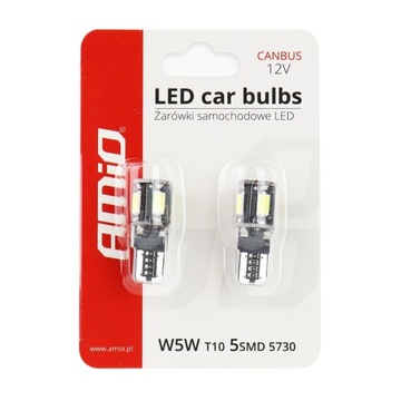 Żarówki LED CANBUS 5SMD 5730 T10 W5W White AMIO