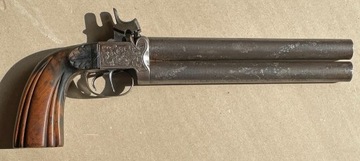 Ogromny oryginalny dwulufowy pistolet kapiszonowy
