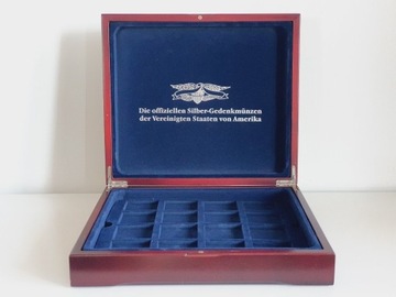 Drewniana skrzynka "Oficjalne srebrne monety USA"