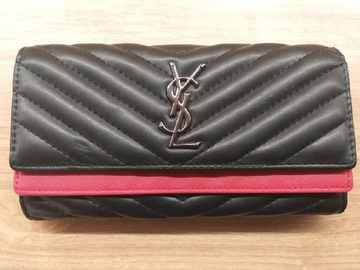Elegancki damski portfel czarno czerwony