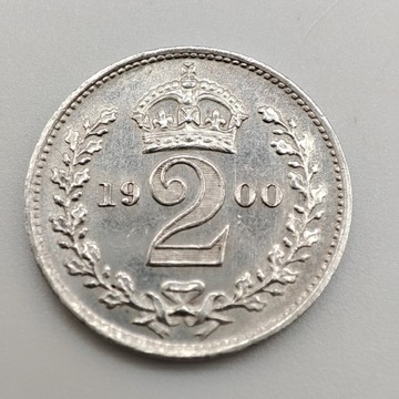 Moneta 2 pensy 1900 r. Anglia Rzadka!!!