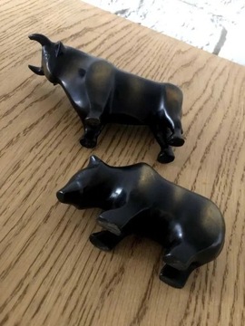 metalowe figurki zwierząt design antyk/vintage żubr i niedźwiedż