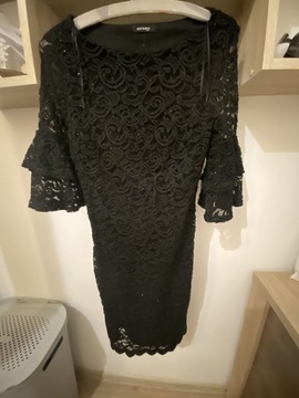 Czarna sukienka koronkowa 36 s orsay