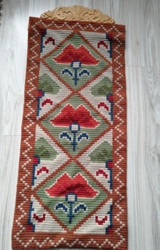 Kilim makatka vintage drewno rzeźba 