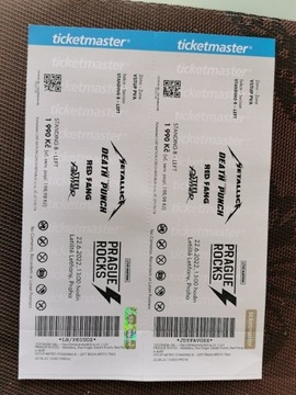 Bilet na koncert Metallica w Pradze 22.06.2022