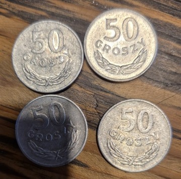 Cztery monety 50 gr PRL 1977 1978 1984