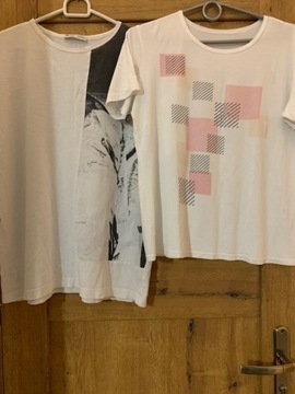 Bluzki damskie S Zara i i M z printem białe 