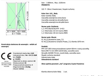 Oknoplast Prismatic okno balkonowe 1600x2235 nowe