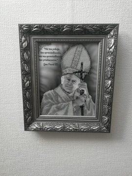 Obraz Jan Paweł II, Papież, wyhaftowany koralikami