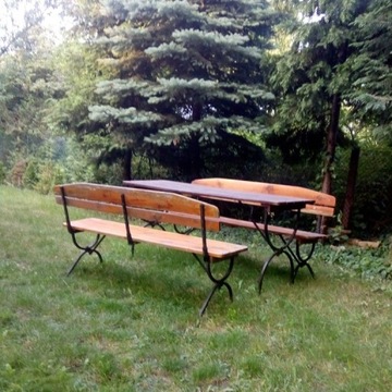  Ogrodowy zestaw składany stół+2 ławki z oparciem