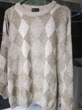 Beżowo-kremowy sweter męski