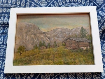 rysunek odręczny - chatki w górach