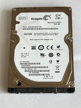 Seagate 500GB HDD 2,5 ST9500325AS  NR 01