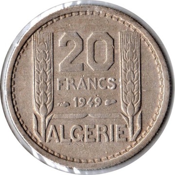 ALGIERIA 20 franków 1949, KM#91, stan VF