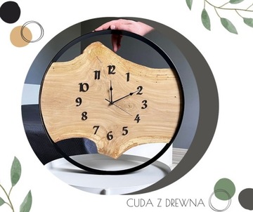 Zegar w obręczy 50 cm z drewnianą deską - wybór!