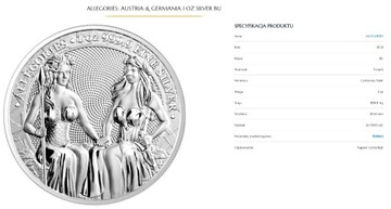 Moneta Germania Allegories 2021 srebro 999