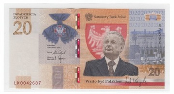 Banknoty 20zł Lech Kaczyński LK0042687 !!!!!