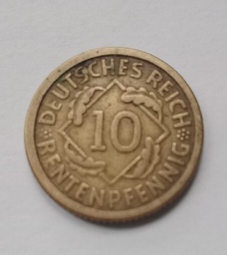 10 Deutsches Reich Rentenpfenig 1924