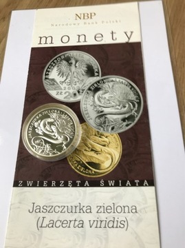 20 zł JASZCZURKA ZIELONA 2009r z folderem