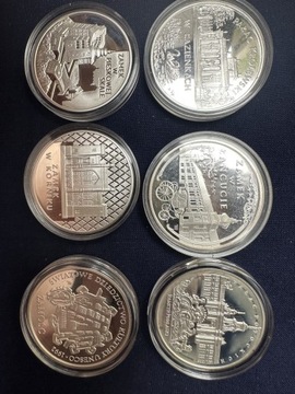 Zestaw srebrnych monet zamki Polskie