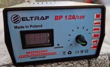 Prostownik Eltraf 12V 12A płynna regulacja prądu