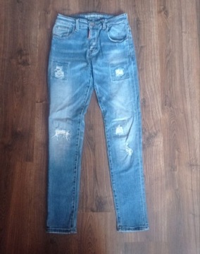 d.skins jeansy skinny 158 cm przetarcia jak nowe