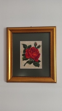 Obraz wyszywany 30x 34cm Róża