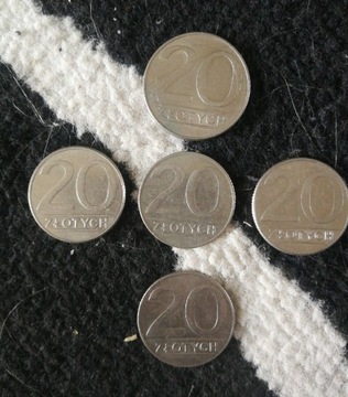  Zestaw monety PRL, 20 złotych x 5