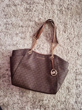 MK Michael Kors monogram Jet set nowa canvas brąz