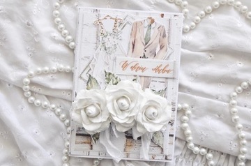 kartka okolicznościowa na ślub młoda para róże