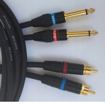 kabel PROCAB 2 x Jack 6.3 mono/2 x RCA (chincz) 8m