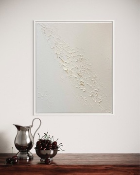 Obraz abstrakcyjny 60x50 cm; biały minimal 