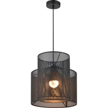 Czarna metalowa lampa wisząca siatka japandi loft