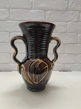 Piękny ceramiczny wazon opalizujący brąz