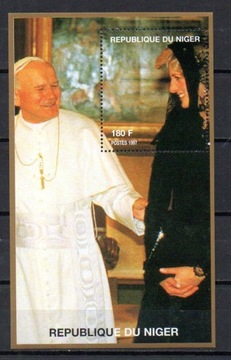 Niger 1998 rok - Papież Jan Paweł II + Diana blok