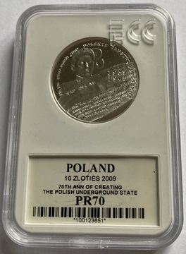 10 zł 70. Polskie Państwo Podziemne, 2009 (PR70)