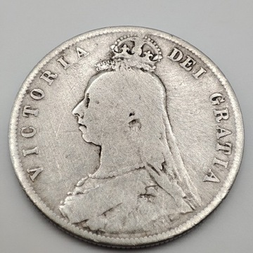 Moneta srebrna 1/2 korony 1888 r. Anglia 