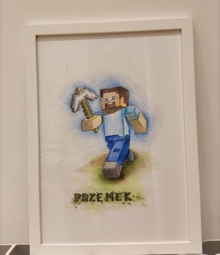 Obraz plakat rysunek Minecraft z imieniem dziecka