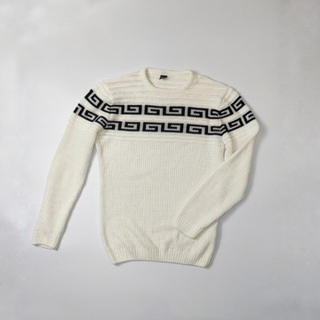 Vintage kremowy sweter ze wzorem XL