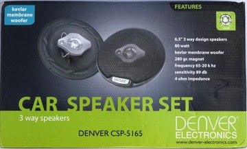 Zestaw głośników samochodowych Denver CSP-5165 80W