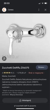 Bateria prysznicowa Zucchetti Delfi flu