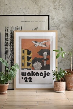Plakat „Wakacje '22” grafika A2 B2 retro vintage