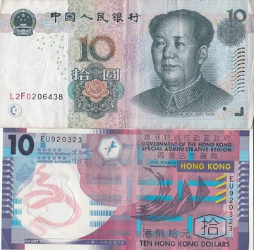 10 yuan 2005 rok 10 dolarow Hong Hong 2018 rok