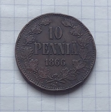 (869) Finlandia 10 pennia 1866