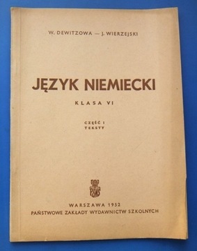 Dewitzowa Wierzejski J. Niemiecki Klasa VI 1952