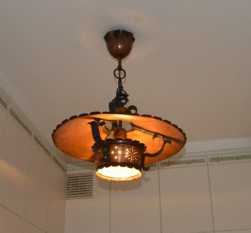 lampa sufitowa miedziana stalowa HILLEBRAND 1967 r